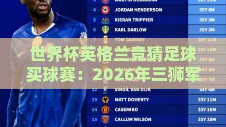 世界杯英格兰竞猜足球买球赛：2026年三狮军团夺冠赔率与投注策略深度解析